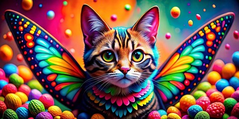 colorful decorated cat