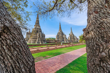 UNSEEN view of Wat Phra Si Sanphet In the Phra Nakhon Si Ayutthaya Historical Park thailand Three...