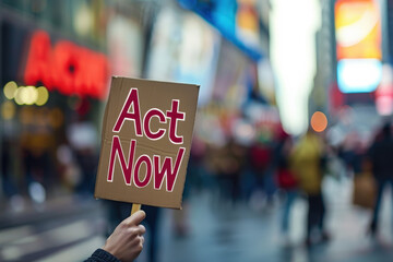 Fototapeta premium Climate Protest in Times Square, New York City 