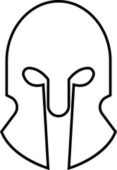 Spartan helmet icon in line style use for safety Greek gladiator design element emblem create for logo, symbol. Vector for apps and website isolated on transparent background. Trojan sign silhouette.