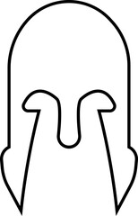 Spartan helmet icon in line style use for safety Greek gladiator design element emblem create for logo, symbol. Vector for apps and website isolated on transparent background. Trojan sign silhouette.