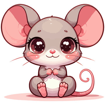 recommend clip art: Watercolor Cute Rat cartoon mouse Kids coloring book beautiful girl Gerbil Vector Illustration
