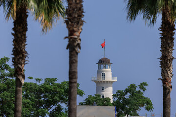 View of a beacon at sea in Turkey.