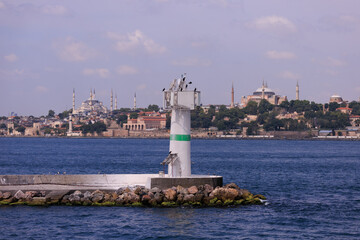 View of a beacon at sea in Turkey.