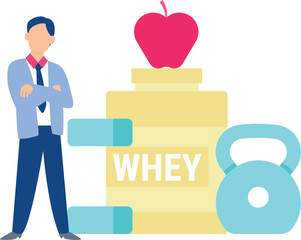 The boy is showing whey protein.