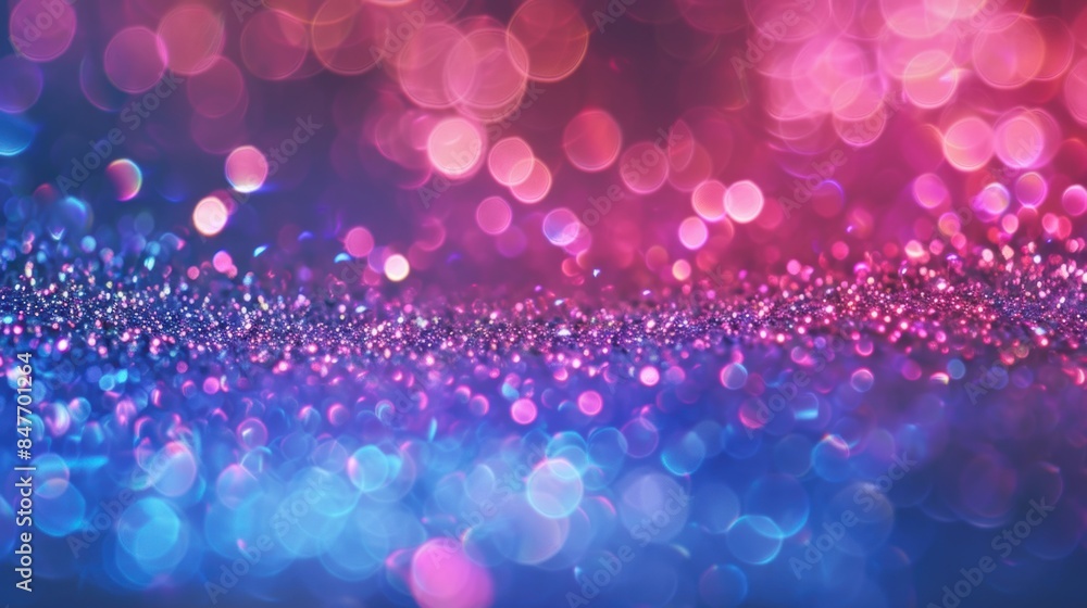 Poster abstract image of pink and blue glitter with a bokeh effect, creating a sparkling, dreamy atmosphere