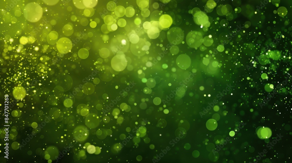 Aufkleber abstract image of green bokeh light particles, creating a vibrant and dynamic background.
