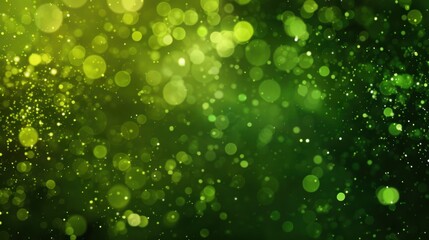 Fototapeta premium Abstract image of green bokeh light particles, creating a vibrant and dynamic background.