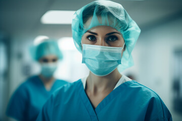 Generative AI Portrait of experienced doctor at hospital patient examination consultation medicare