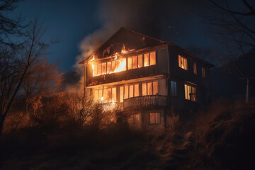 家, 建物, 火, 炎, 火事, 火災, 事故, 燃える家, house, building, fire, flames, blaze, accident, burning house