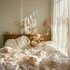 Serene Bedroom Bathed in Morning Glow