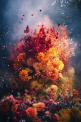 花, 花束, 火, 炎, 爆発, 爆発する花束, 破裂する花束, flower, bouquet, fire, flame, explosion, exploding bouquet, bursting bouquet