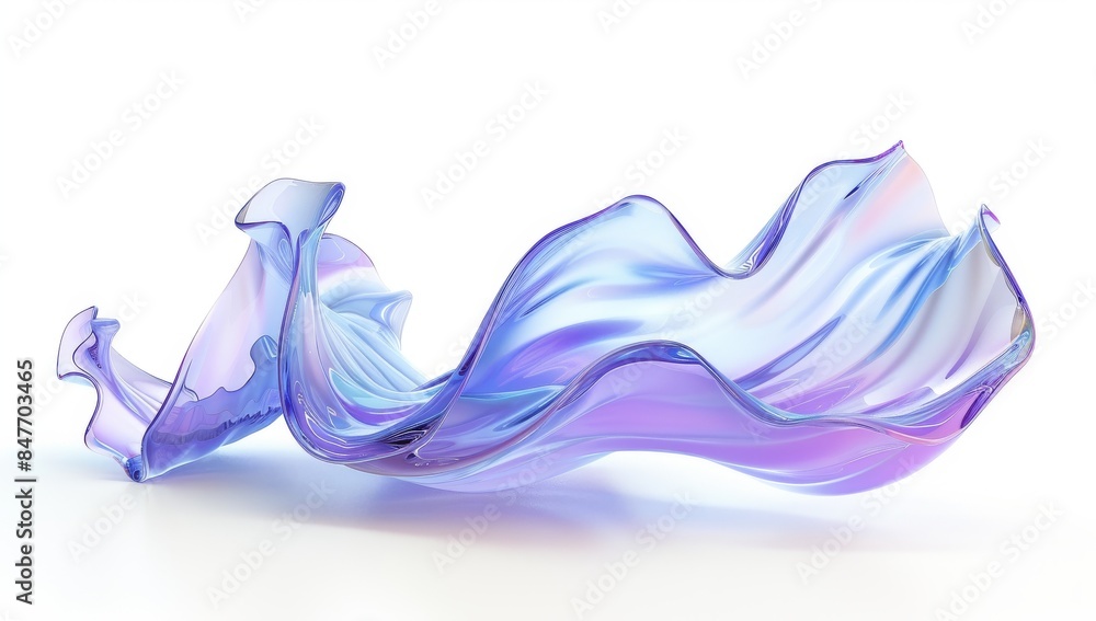 Poster abstract wave-shaped glass in three dimensions. illustration of three-dimensional rendering.