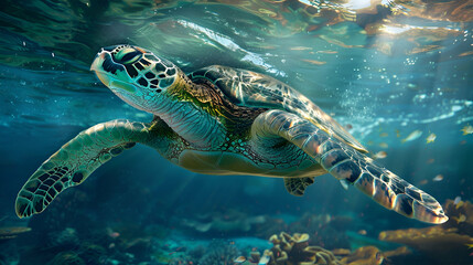 sea turtle swimming