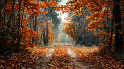 autumn forest in the morning