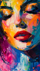 abstract face woman Oil color painting. Generative AI.