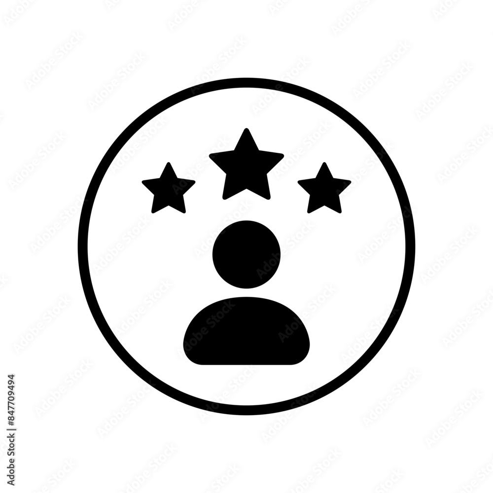 Poster simple avatar icon with three stars on circle line