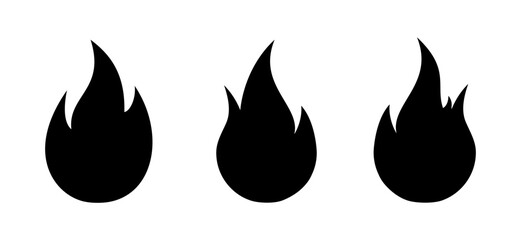 Simple fire flame icon set in generic style