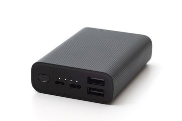 Power bank for charging devices isolated on a white background. Charger