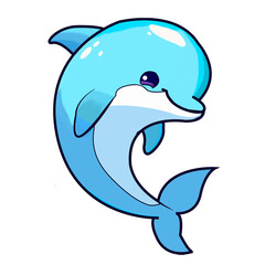 Obraz premium Adorable Blue Kawaii Dolphin