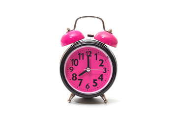 Alarm clock isolated on white background close-up. Time concept