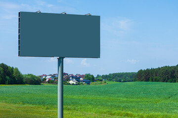 Background for design. Advertising billboard along the road in the city 
