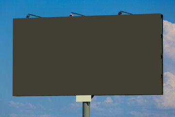 White billboard along the highway. Background for design and advertising. 