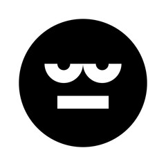 meh closed eye emoticon black glyph icon