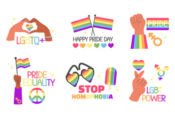 Obraz premium Collection Pride day labels with letteting flat style