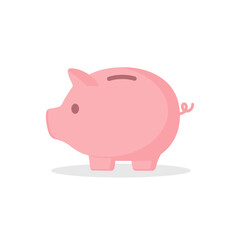 Piggy bank money saving storage vector illustration in pink color. Saving, investing and accumulation money. Pig in a flat style. Cute pig shaped money box 