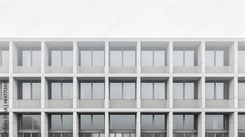 Aufkleber modern building facade with repetitive patterns shown on a light background. concept of contemporary