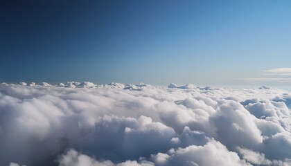 【風景】一面の雲海、澄み渡った上空【背景素材】