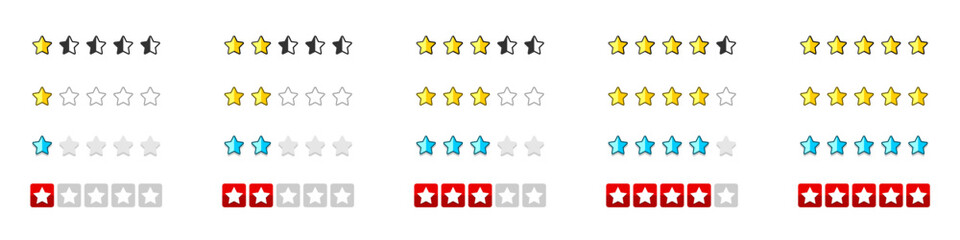 set of rating stars badges, flat design.