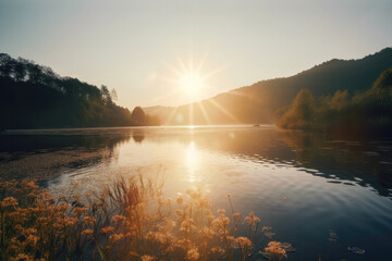 水, 池, 湖, 海, 木, 森, 夕焼け, 夕焼けの湖, water, pond, lake, ocean, trees, forest, sunset, sunset lake  