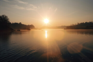 Obraz premium 水, 池, 湖, 海, 木, 森, 夕焼け, 夕焼けの湖, water, pond, lake, ocean, trees, forest, sunset, sunset lake 