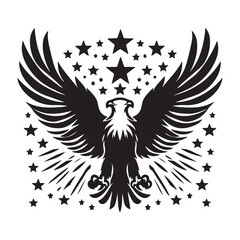 A vector silhouette image of an independence day eagle with white background  
