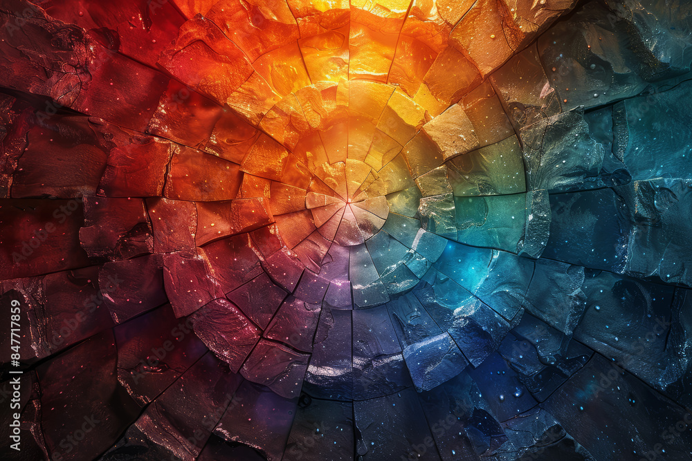 Poster a spectrum of colors radiating from a central point. concept of diversity and inclusiveness. generat