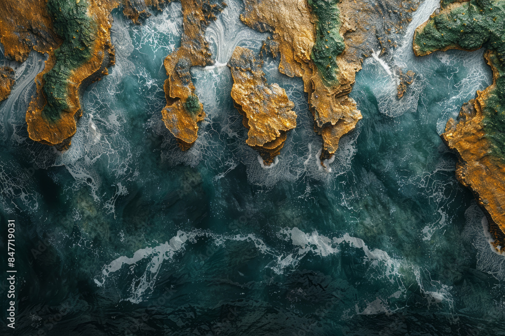 Poster a blend of natural textures and abstract forms. concept of nature and abstraction. generative ai.