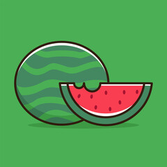 Watermelon fruit icon vector art illustration