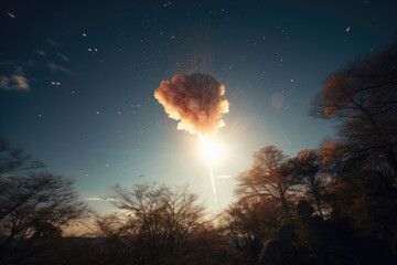 夜空, 星, 光, 流れ星, 隕石, 爆発, night sky, star, light, shooting star, meteorite, explosion