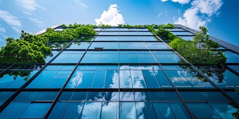 Eco-Friendly Modern Glass Building Surrounded by Trees