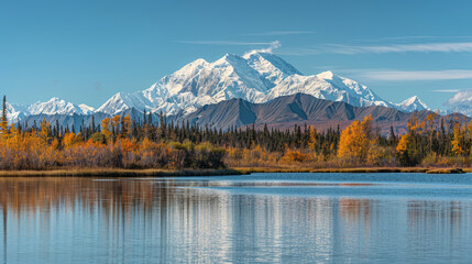 Breathtaking view of Mt. Denali and the Alaskan mountain range