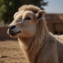 Fototapeta premium camel standing in a barn , ai generated 