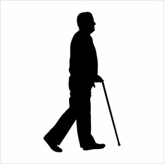 Silhouette of an old man, with a cane