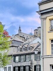 Antique building view in Monschau in Germany