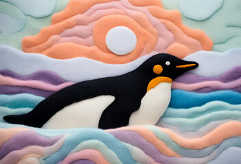 Naklejka premium Close-up of a penguin swimming