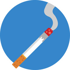 A straightforward image of a burning cigarette, often used in signage to denote smoking areas or caution against smoking.