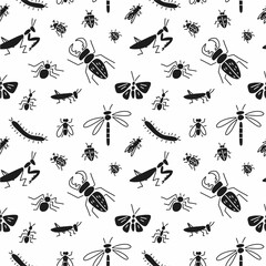 Vector seamless pattern from the insect collection, hand-drawn in doodle style © Abundzu