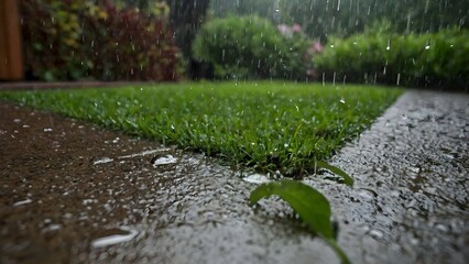 Fototapeta premium Home, garden, rain