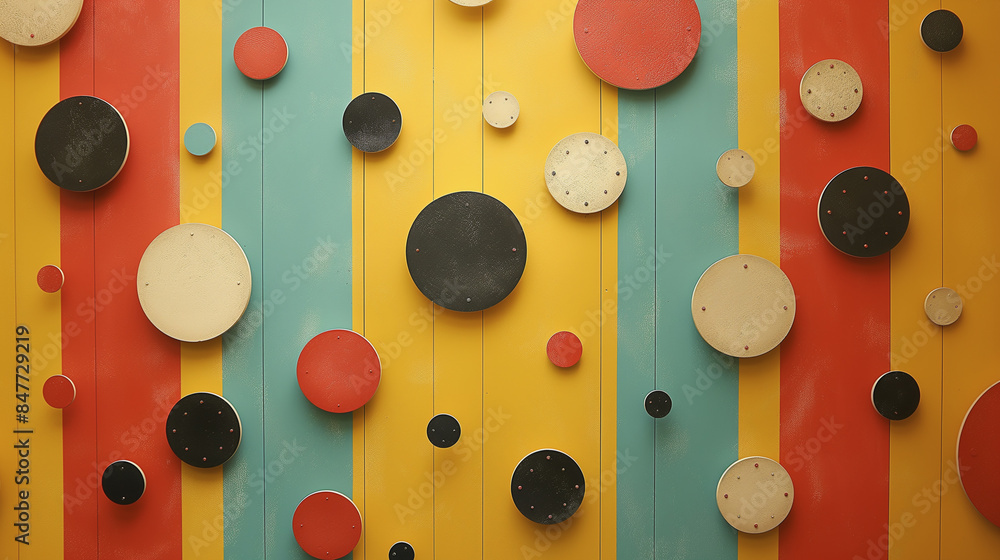 Poster a colorful wall with many small circles of different sizes and colors
